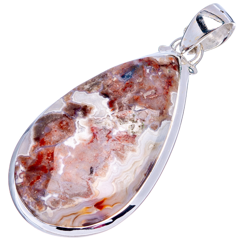 Laguna Lace Agate Pendant 1 3/4" (.925 Sterling Silver)