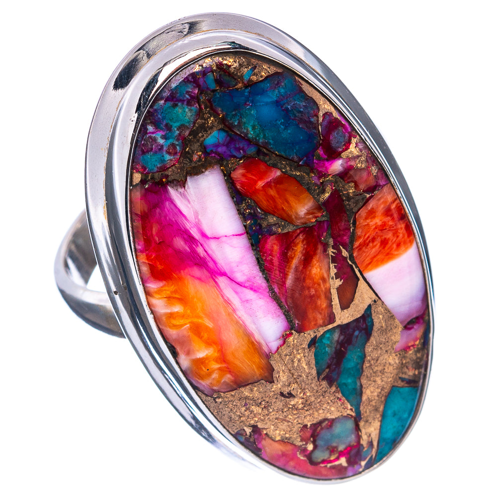 Premium Pink Dahlia Mohave Turquoise Ring Size 8.25 (.925 Sterling Silver)
