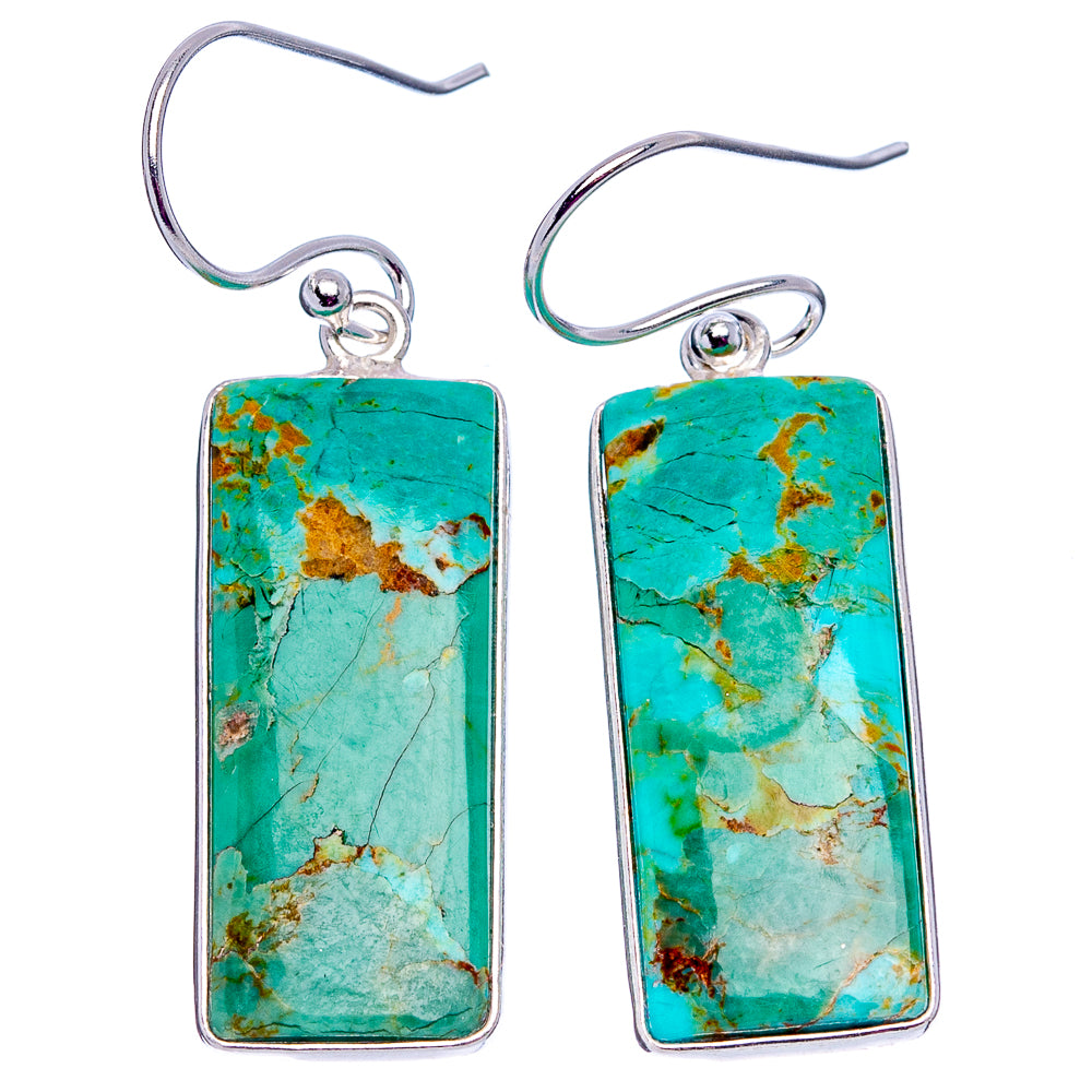 Mohave Turquoise Earrings 1 5/8" (.925 Sterling Silver)