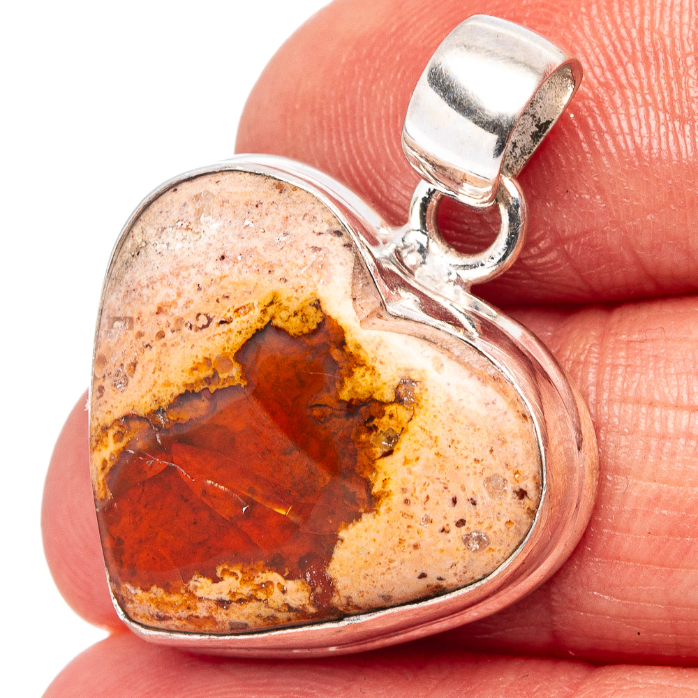Rare Mexican Fire Opal Pendant 1 1/8" (.925 Sterling Silver)
