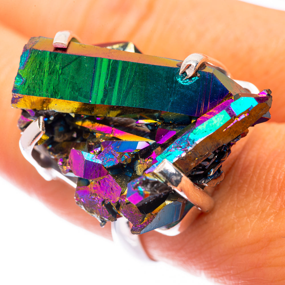 Large Titanium Sunshine Druzy Ring Size 8.75 (925 Sterling Silver) R140982