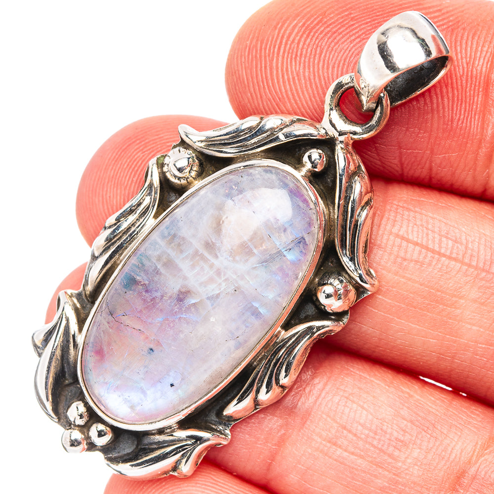 Premium Rainbow Moonstone Pendant 1 3/4" (.925 Sterling Silver)