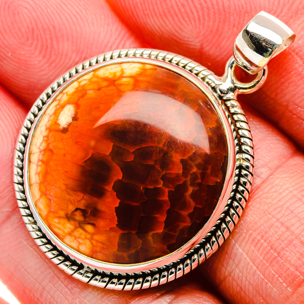 Fire Crab Agate Pendant 1 1/2" (925 Sterling Silver) PD38034