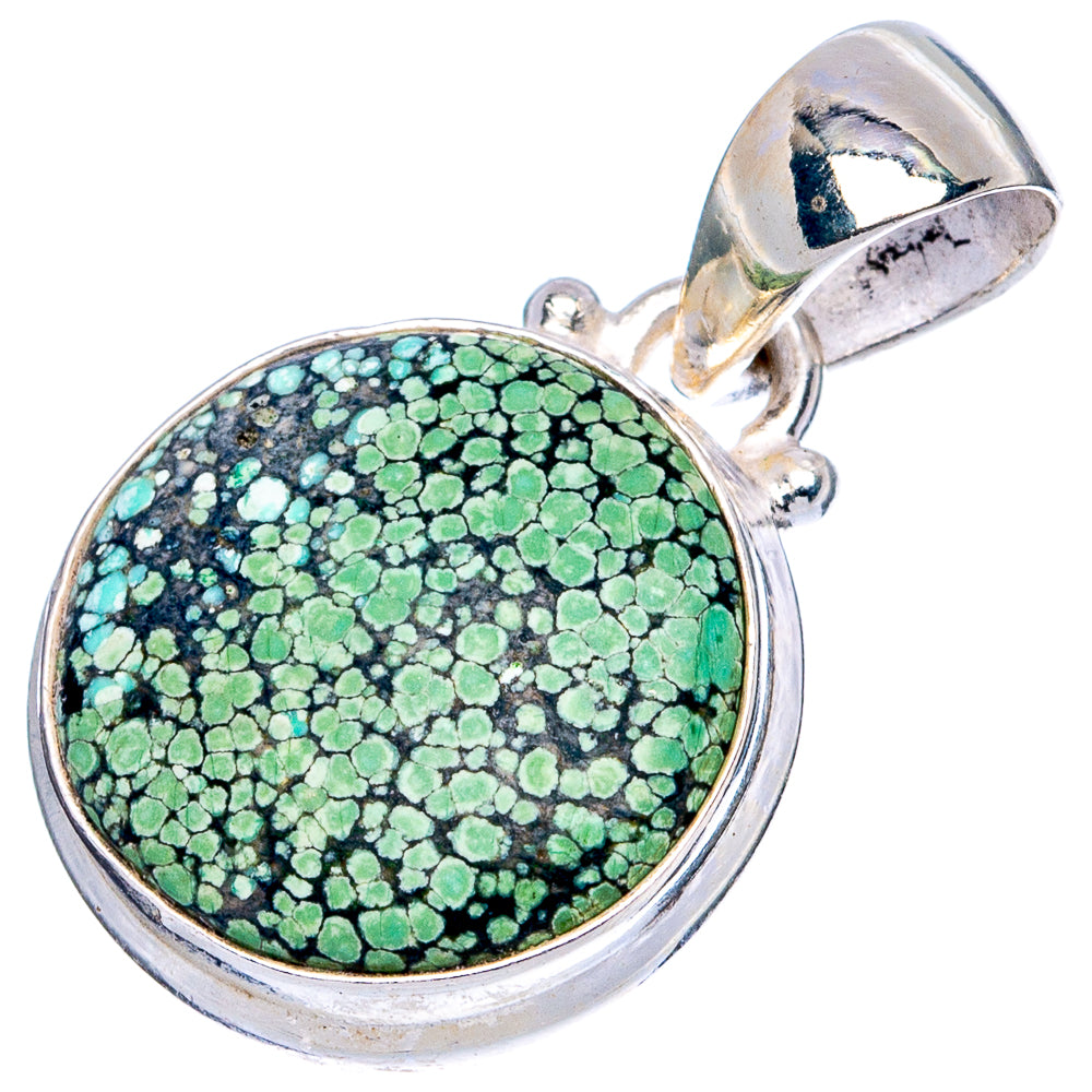 Rare Arizona Spider Web Turquoise Pendant 1 1/8" (925 Sterling Silver) P43311