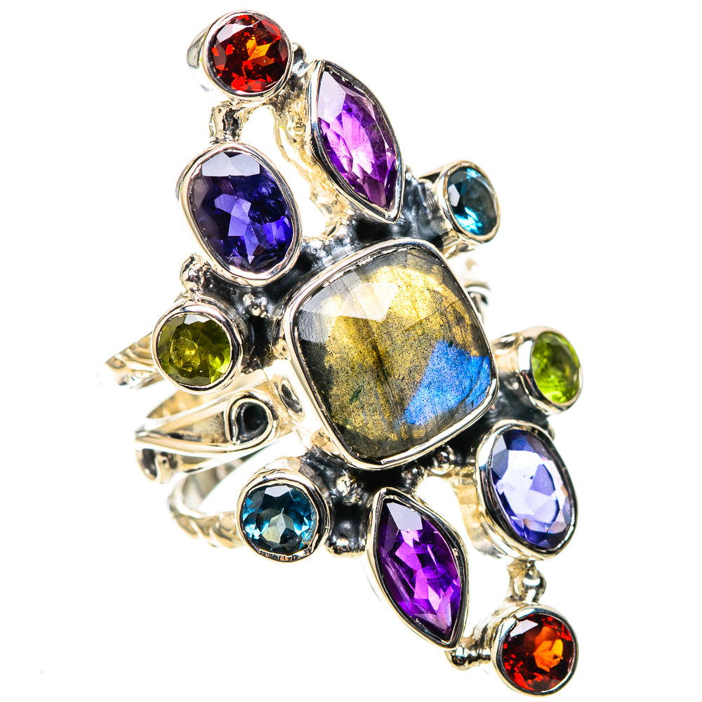 Signature Large Labradorite, Tanzanite, Amethyst, Garnet, Blue Topaz, Peridot Ring Size 8 (925 Sterling Silver) RING138137