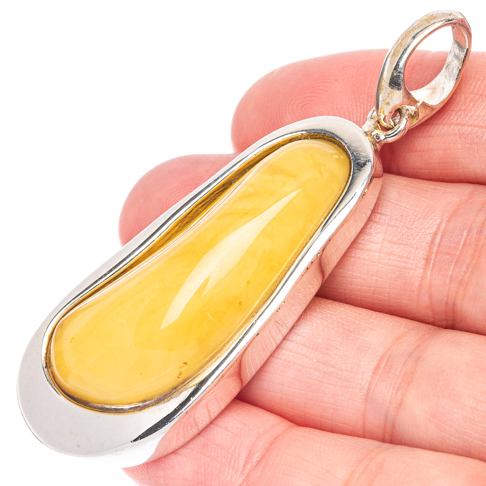 Anasilvercos Baltic Amber Pendant 2 5/8" (925 Sterlnig Silver)