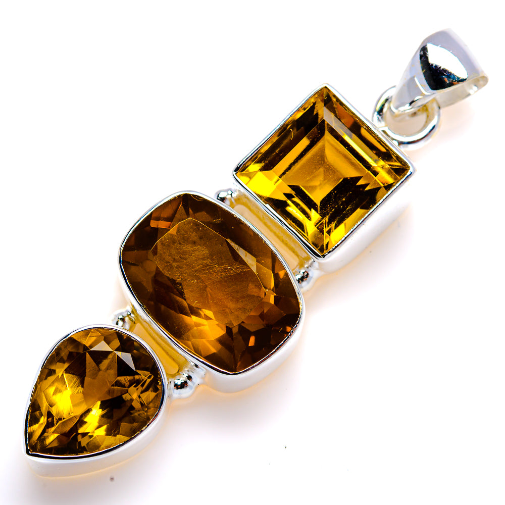 Faceted Citrine Pendant 2" (925 Sterling Silver) PD38069