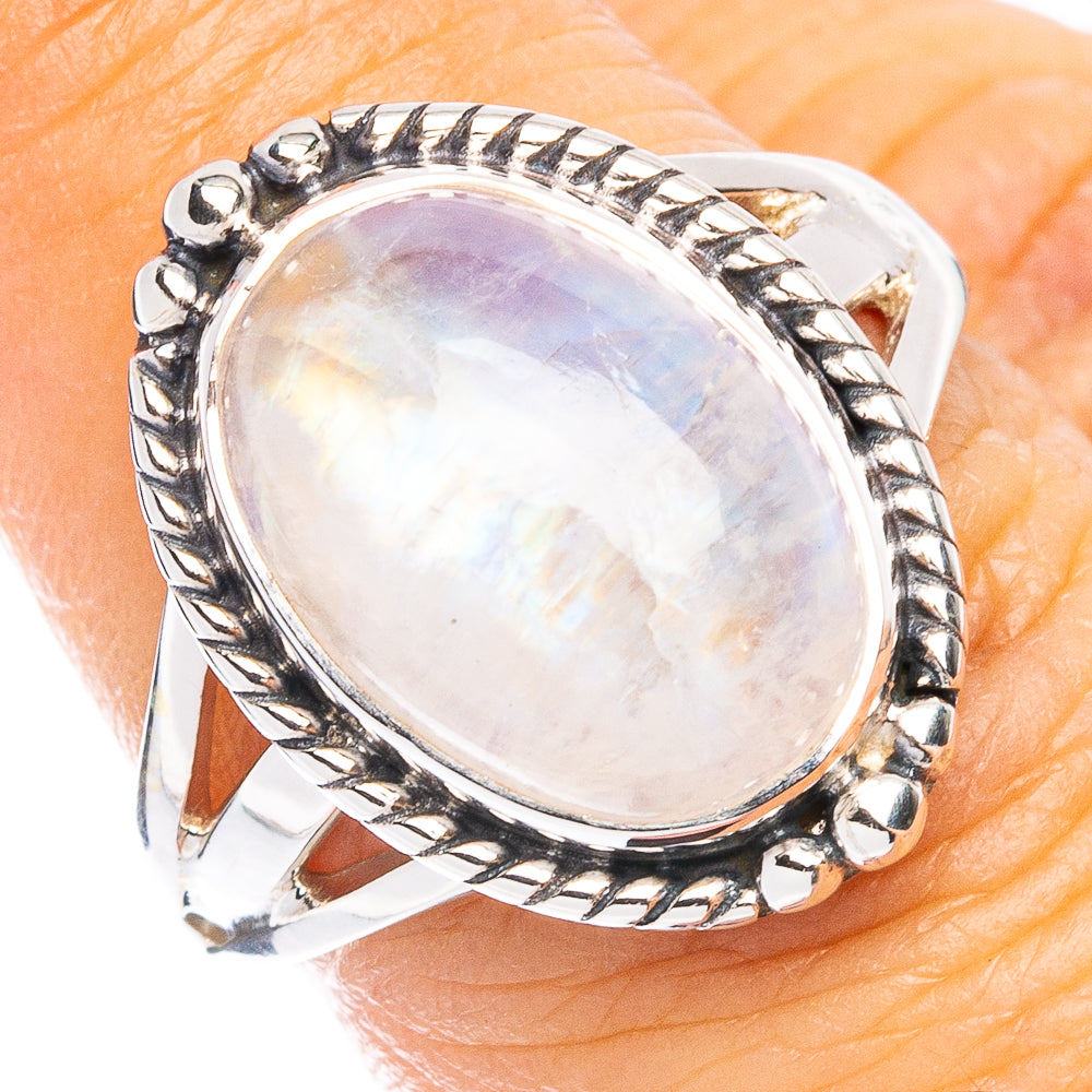 Premium Rainbow Moonstone Ring Size 7 (925 Sterling Silver) R8080