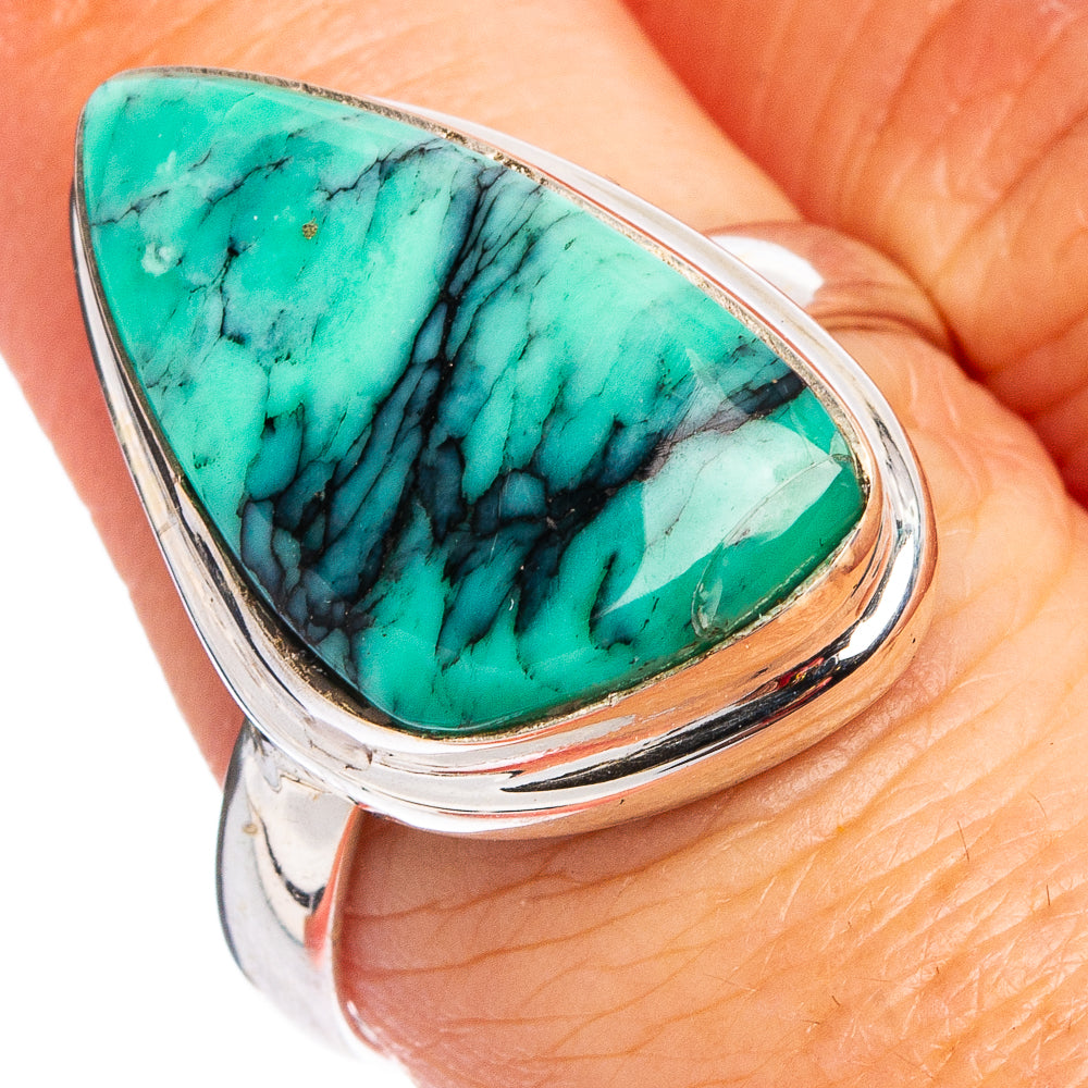 Black Bridge Variscite Ring Size 8.75 (.925 Sterling Silver)