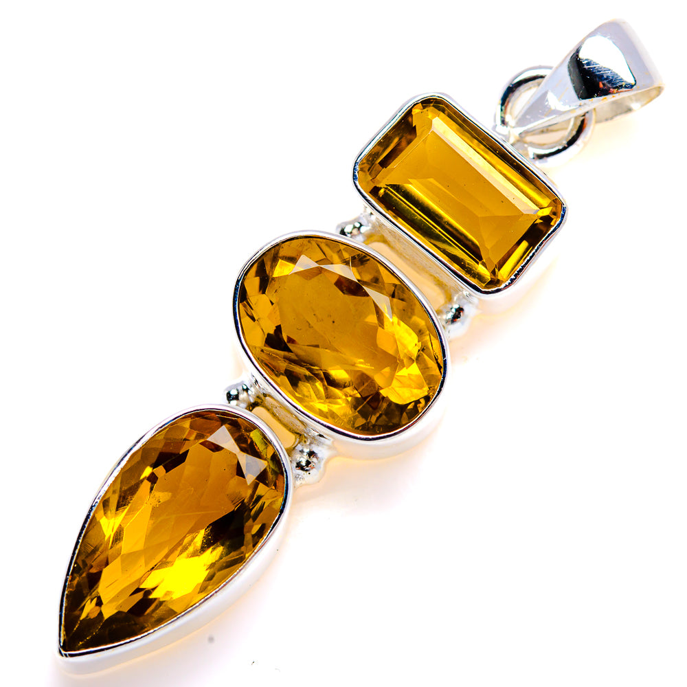Faceted Citrine Pendant 2" (925 Sterling Silver) PD38121
