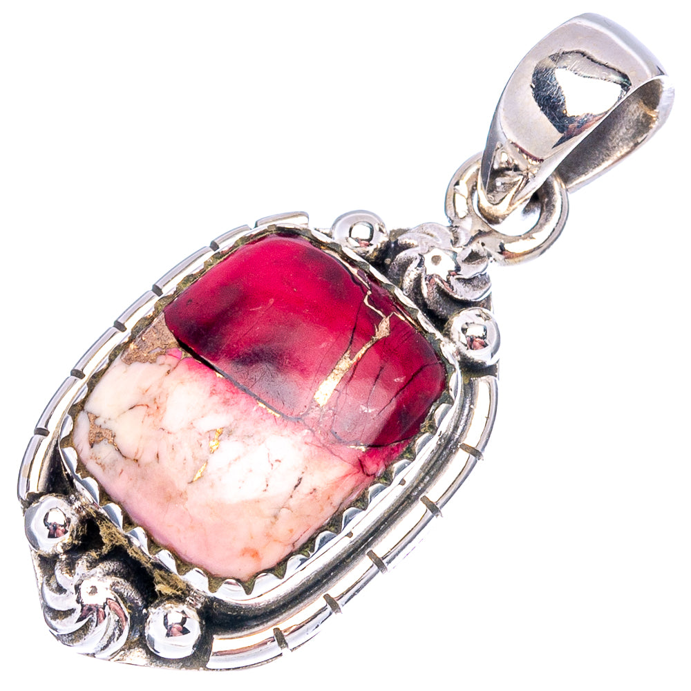 Red Dahlia Mohave Turquoise Pendant 1 1/4" (.925 Sterling Silver)