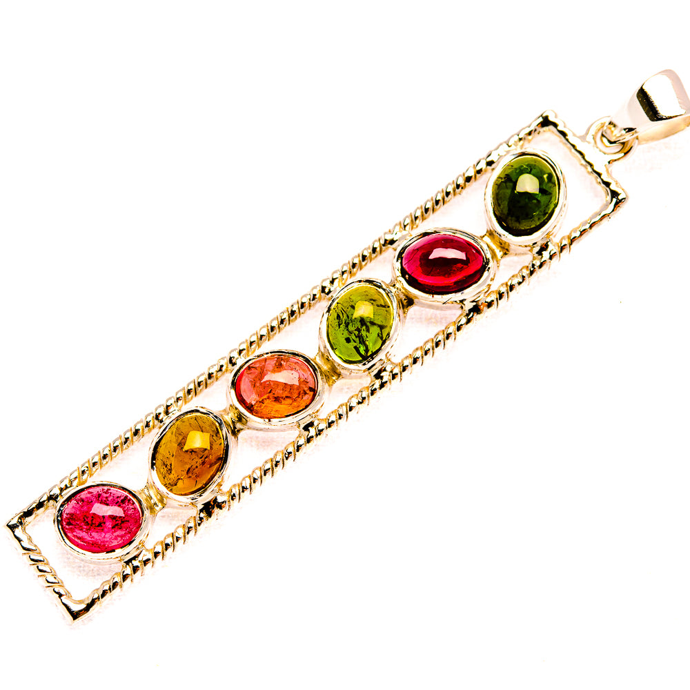 Signature Natural Tourmaline 925 Sterling Silver Pendant 2 5/8" (925 Sterling Silver) PD37815