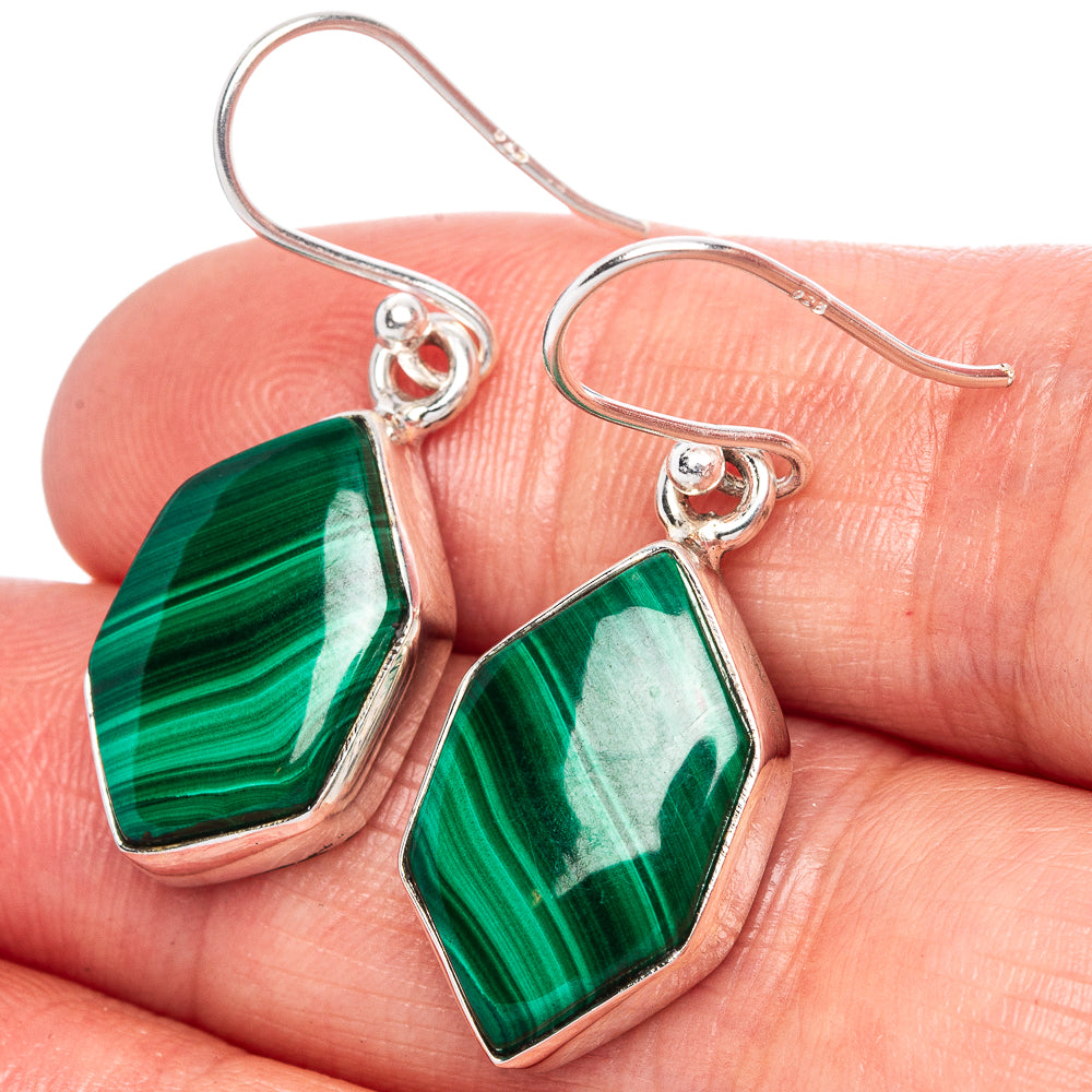 Malachite Earrings 1 3/8" (925 Sterling Silver) E1134