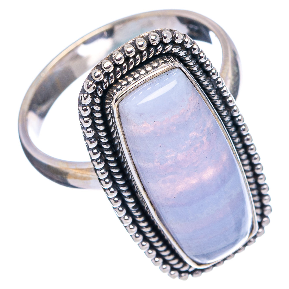 Blue Lace Agate Ring Size 8 (.925 Sterling Silver)