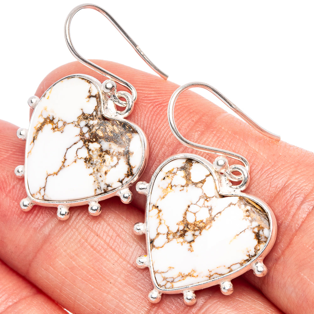 Wild Horse Jasper Heart Earrings 1 1/4" (925 Sterling Silver) E1762