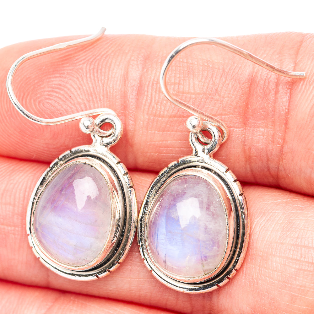 Rainbow Moonstone Earrings 1 1/4" (.925 Sterling Silver)