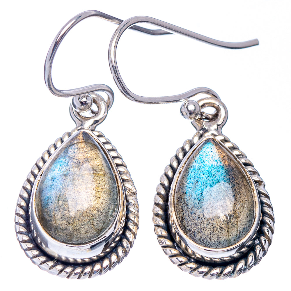 Labradorite Earrings 1 1/8" (.925 Sterling Silver)