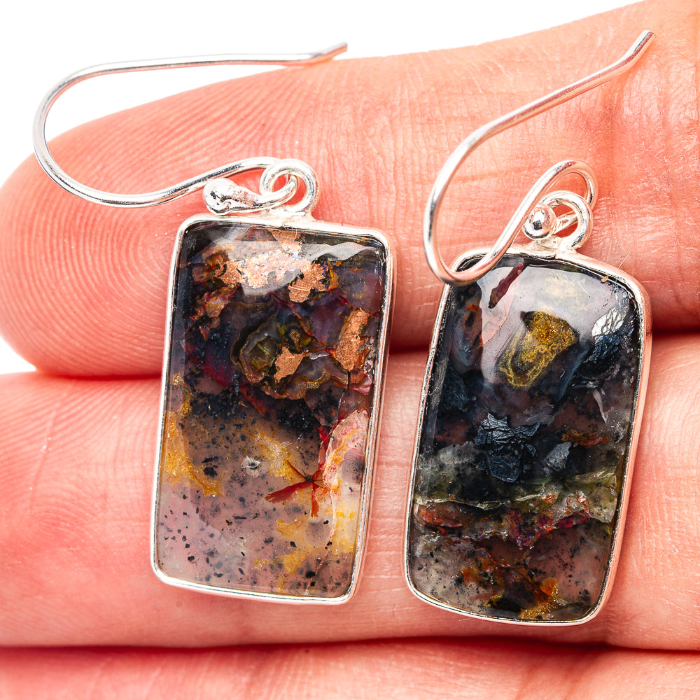 Turkish Tube Agate Earrings 1 3/8" (.925 Sterling Silver)