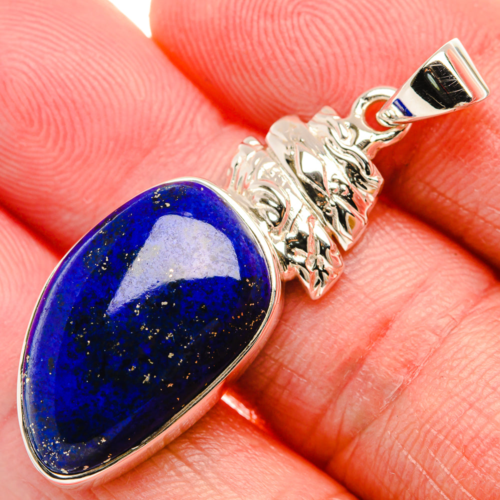 Premium Lapis Lazuli 925 Sterling Silver Pendant 1 5/8" (925 Sterling Silver) PD37765