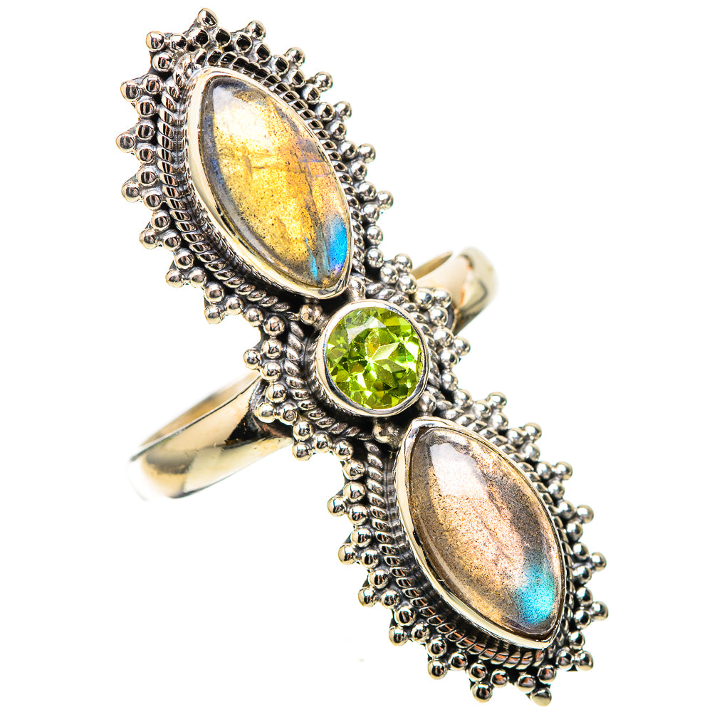 Large Labradorite, Peridot Ring Size 9 (925 Sterling Silver) RING137967