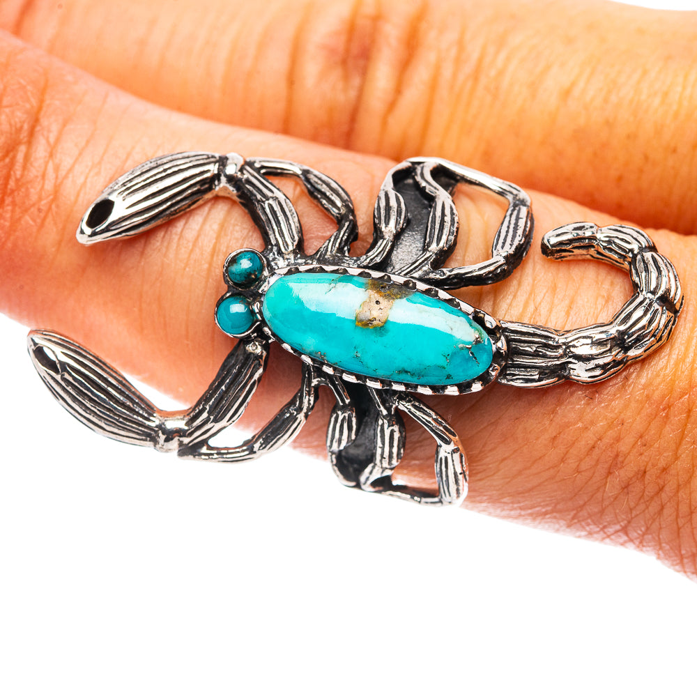 Native Style Mohave Turquoise Scorpion Ring Size 7.75 (.925 Sterling Silver)