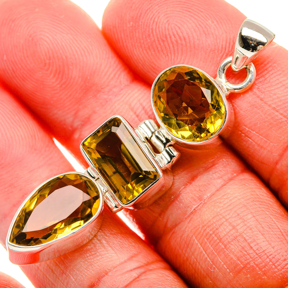 Faceted Citrine Pendant 2" (925 Sterling Silver) PD38076