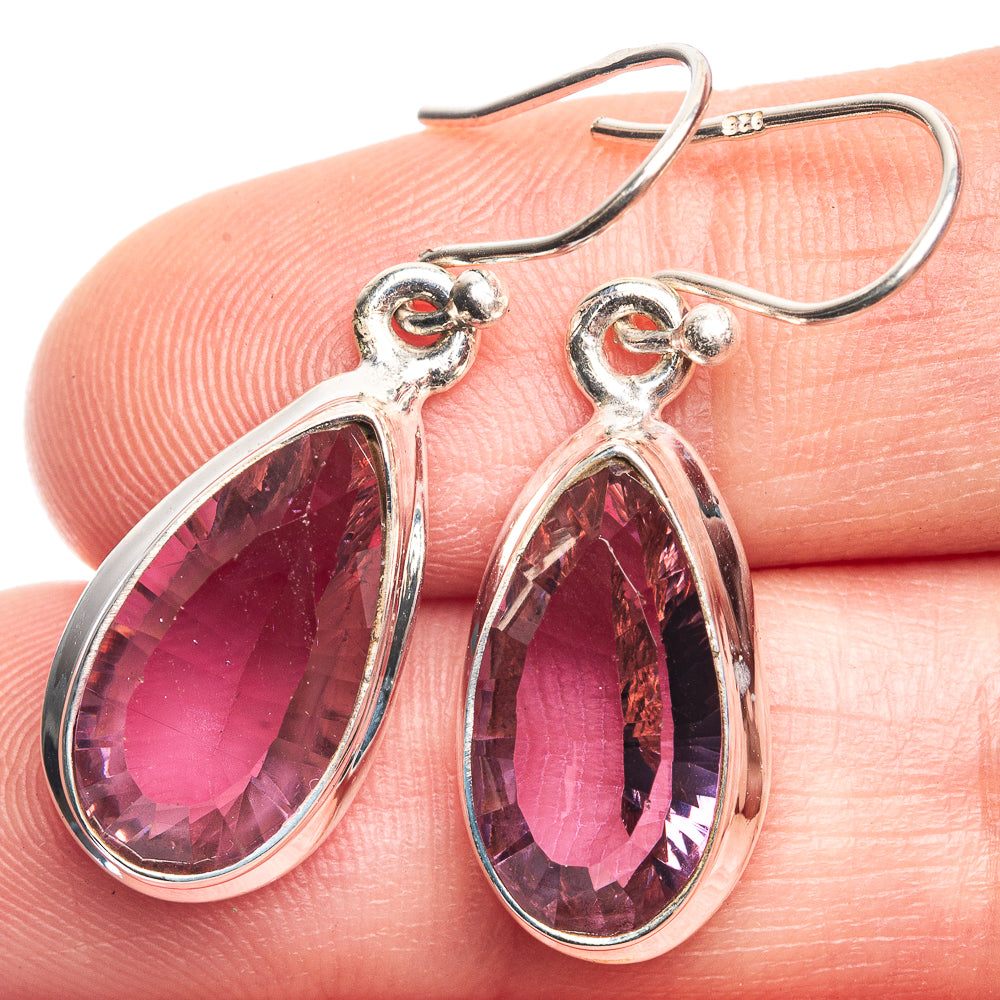 Faceted Color Change Alexandrite (Lab.) Earrings 1 3/8" (925 Sterling Silver) E432584