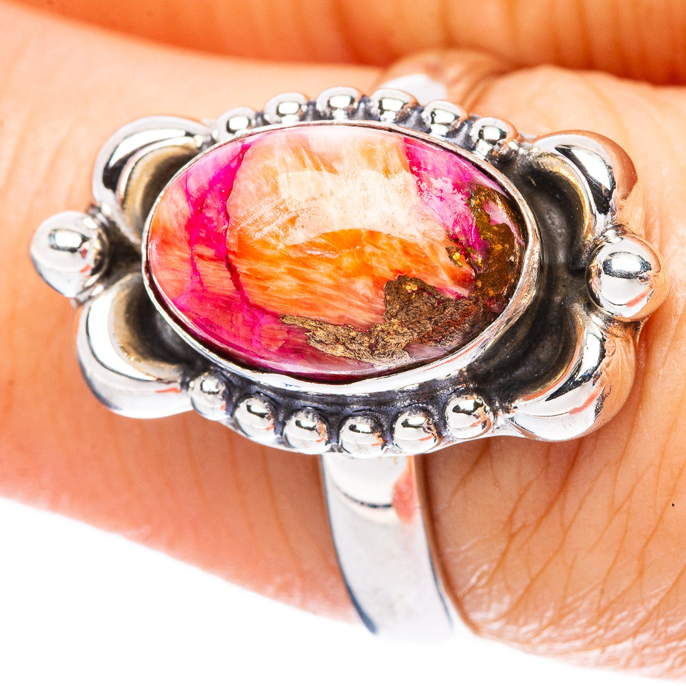 Kingman Pink Dahlia Turquoise 925 Sterling Silver Ring Size 7.25 (925 Sterling Silver) R3865