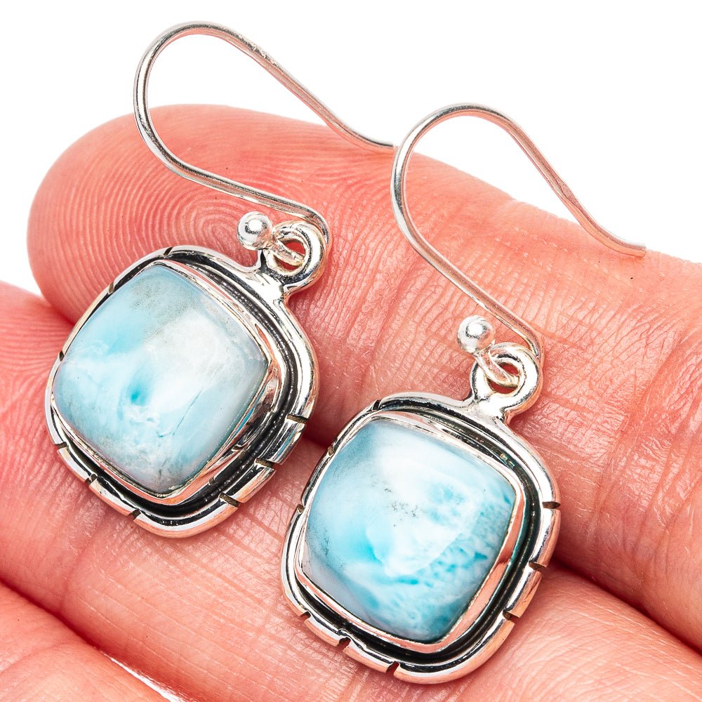 Larimar 925 Sterling Silver Earrings 1 1/4" (925 Sterling Silver) E1958