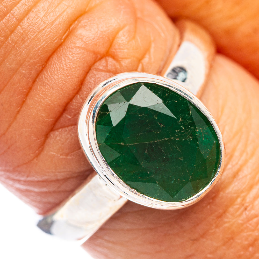 Rare Premium Faceted Zambian Emerald Ring Size 8 (.925 Sterling Silver)