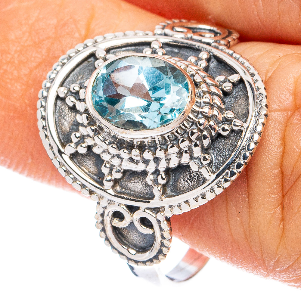 Blue Topaz Ring Size 9 (925 Sterling Silver) R8223