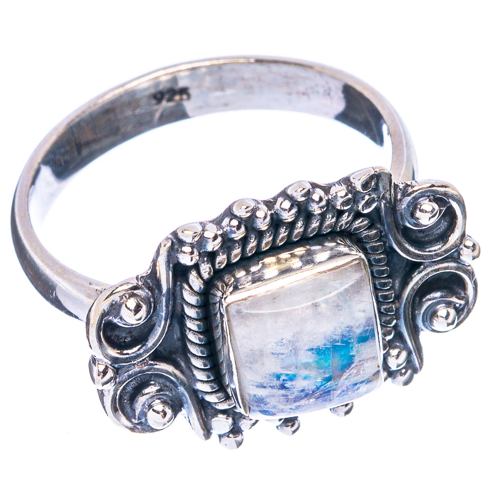 Rainbow Moonstone Dainty Ring Size 7.75 (925 Sterling Silver) R5214