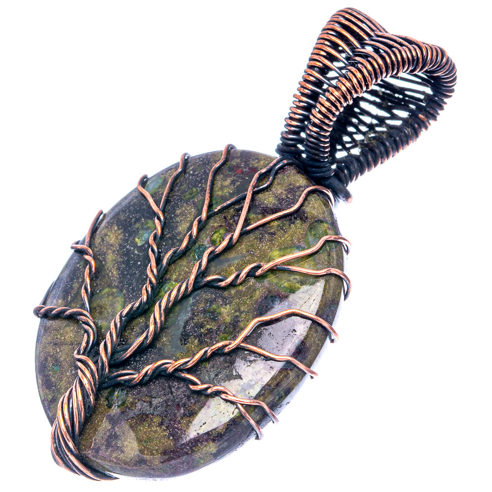 Dragon's Bloodstone Tree of Life Pendant 1 7/8" (Oxidized Copper)