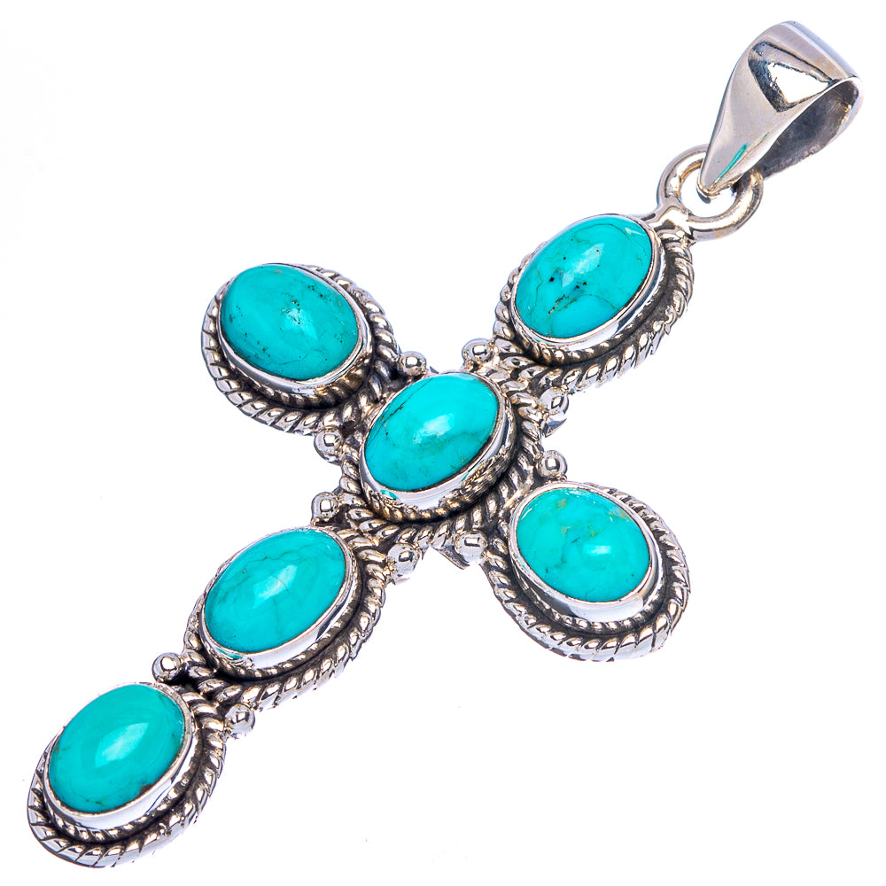 Arizona Turquoise Cross Pendant 2" (925 Sterling Silver) P43095