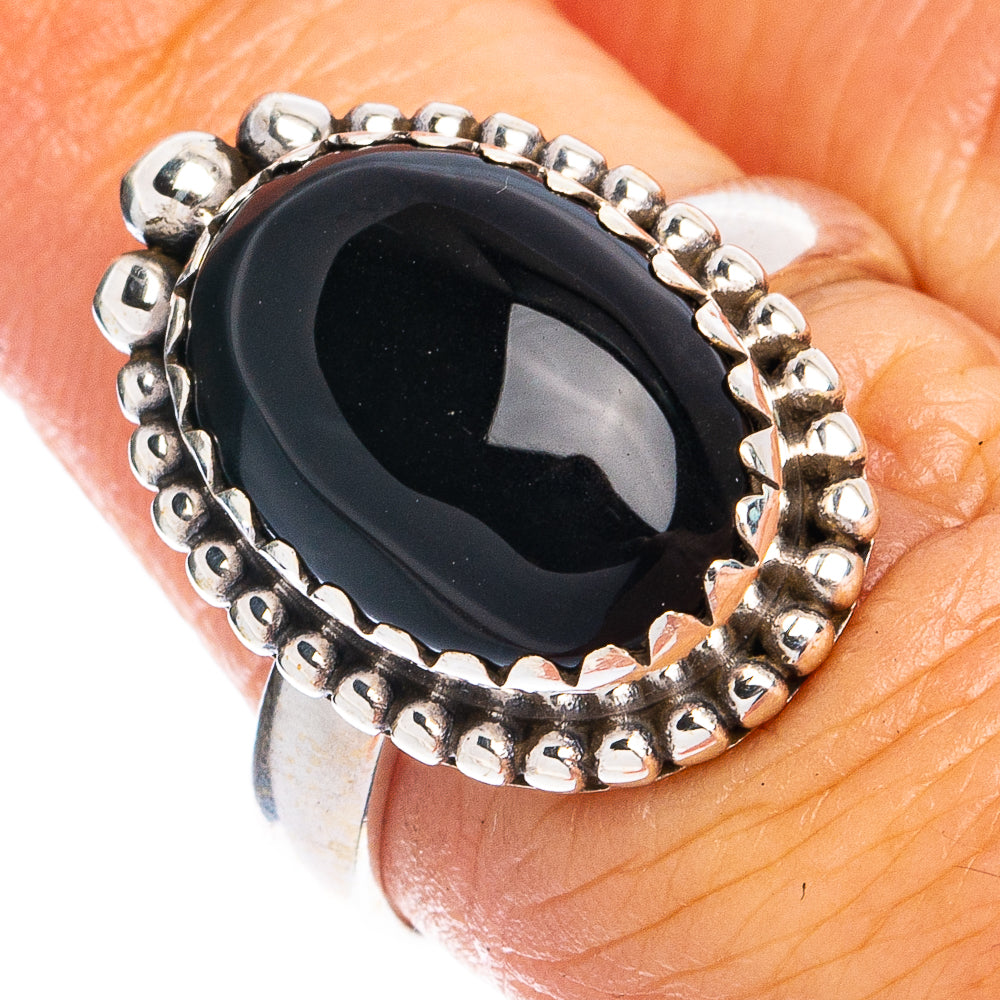 Black Onyx Ring Size 6.75 (925 Sterling Silver) R8512