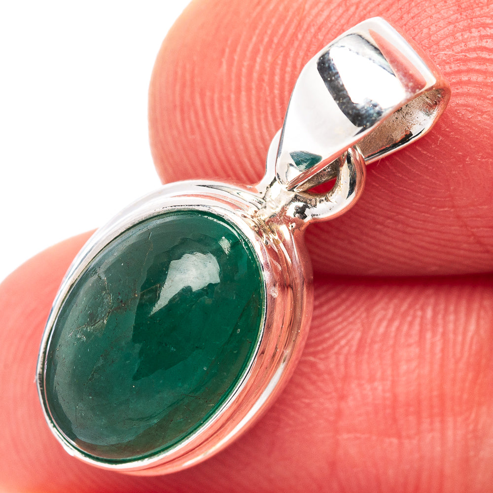 Rare Premium Zambian Emerald Pendant 7/8" (.925 Sterling Silver)