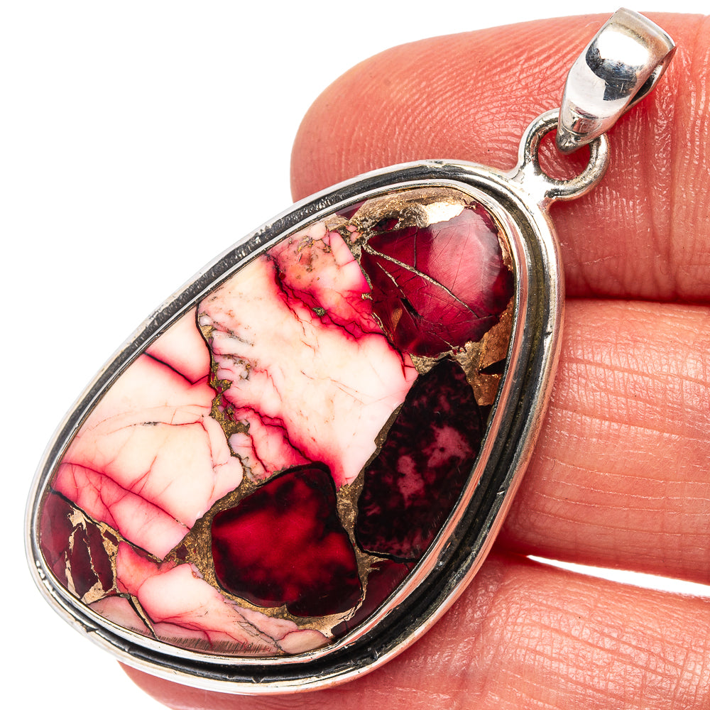 Red Dahlia Mohave Turquoise Pendant 1 7/8" (.925 Sterling Silver)