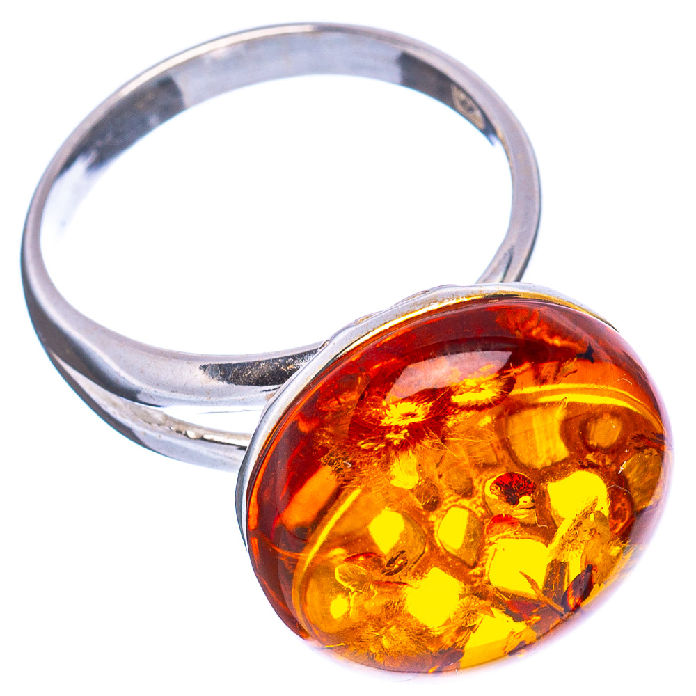 Baltic Amber Ring Size 6 Adjustable (.925 Sterling Silver)