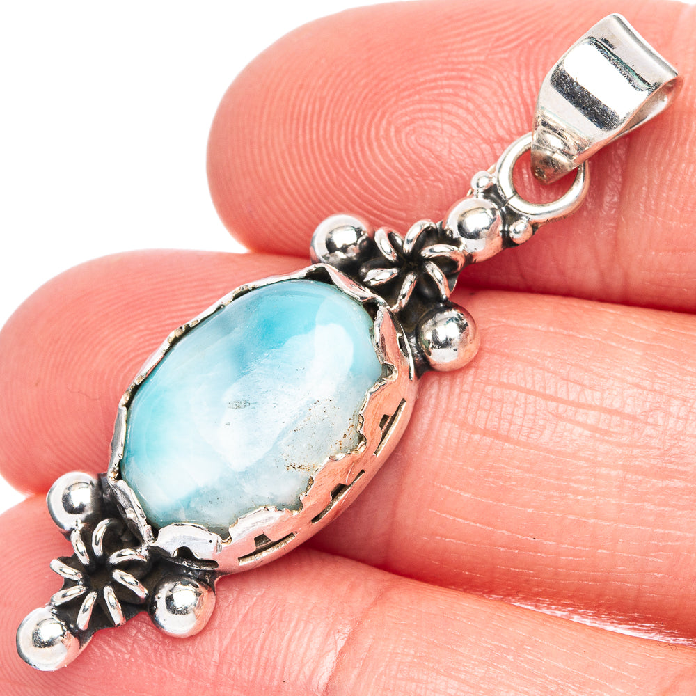 Larimar Pendant 1 3/4" (925 Sterling Silver) P40230