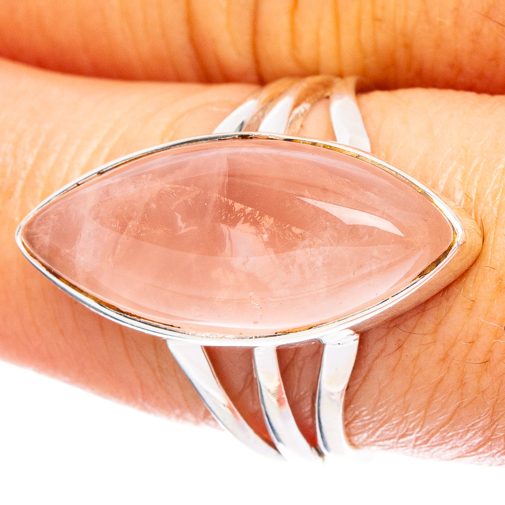 Rose Quartz 925 Sterling Silver Ring Size 8.25 (925 Sterling Silver) R6286