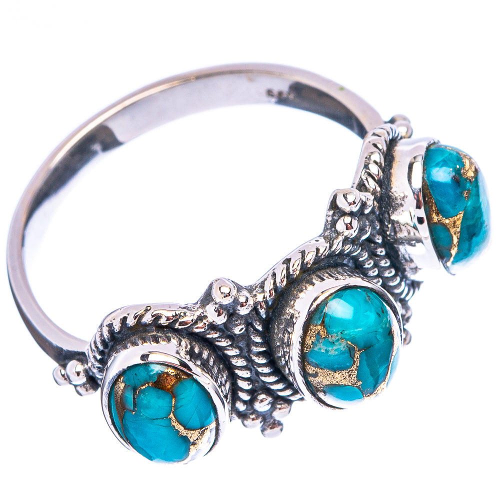 Blue Copper Turquoise Ring Size 7.75 (.925 Sterling Silver)