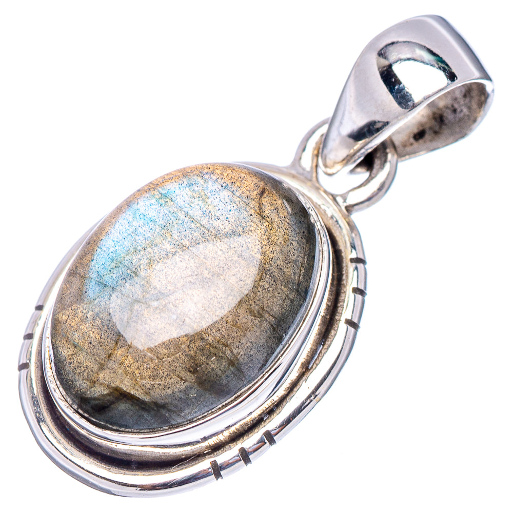 Labradorite Pendant 1 1/8" (.925 Sterling Silver)