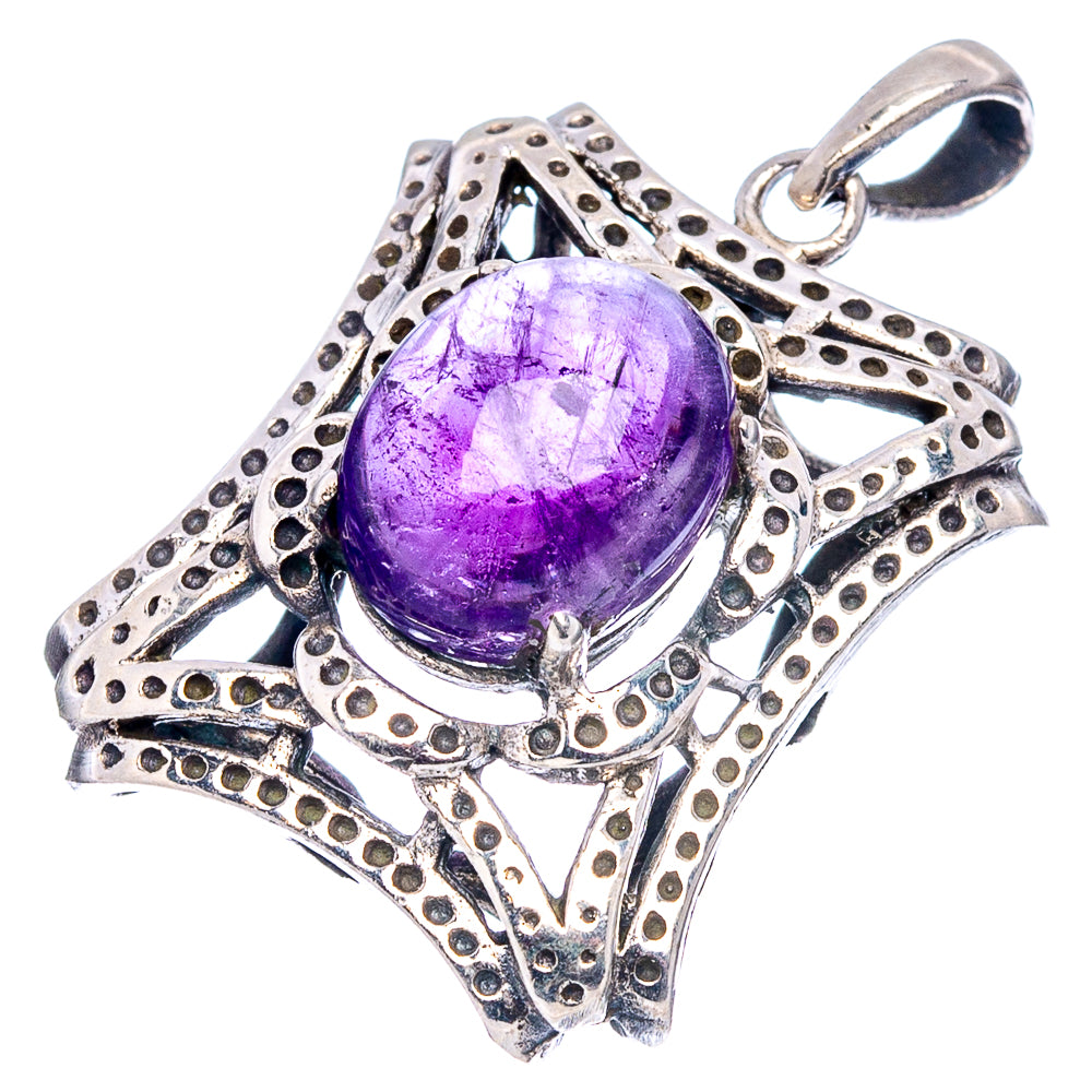 Amethyst Pendant 1 1/8" (.925 Sterling Silver)