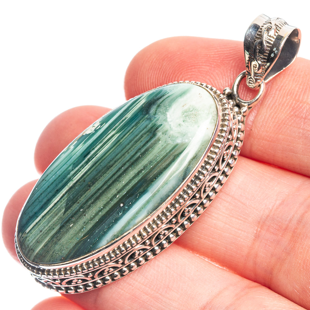 Ocean Jasper 925 Sterling Silver Pendant 2"