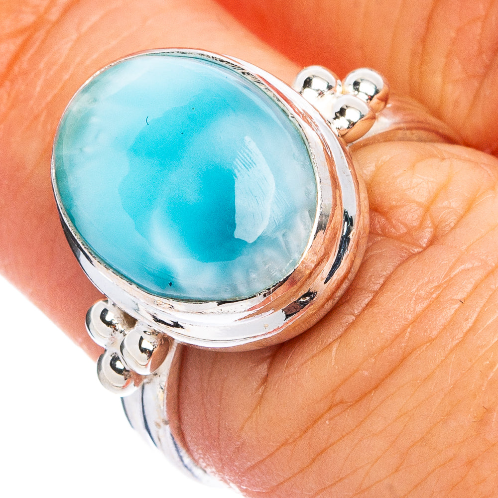 Larimar Ring Size 6.75 (.925 Sterling Silver)