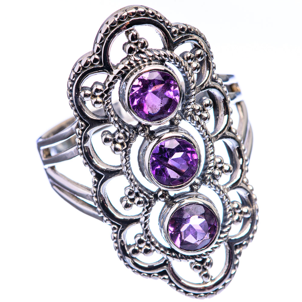 Faceted Amethyst Ring Size 9 (925 Sterling Silver) R142084