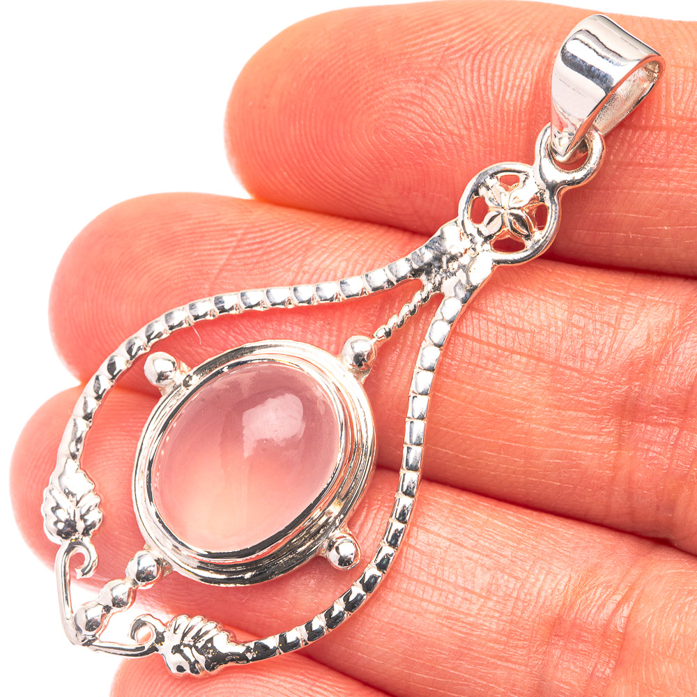Premium Rose Quartz Pendant 2" (925 Sterling Silver) P38755