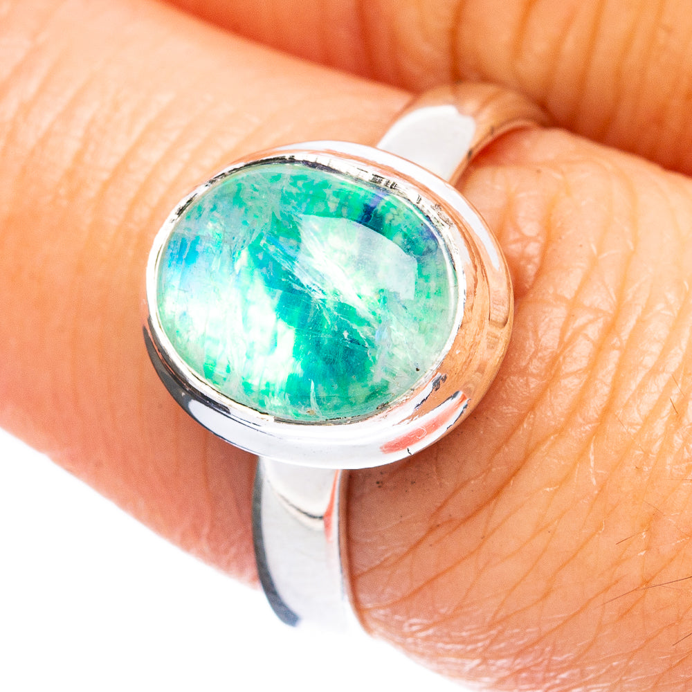 Green Moonstone Ring Size 7.75 (925 Sterling Silver) R3713
