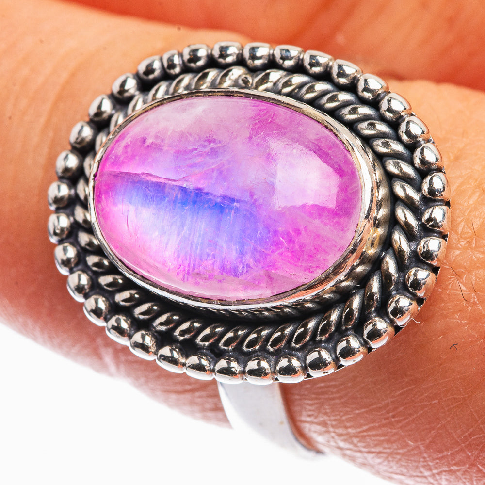 Pink Moonstone Ring Size 8 (925 Sterling Silver) R142232