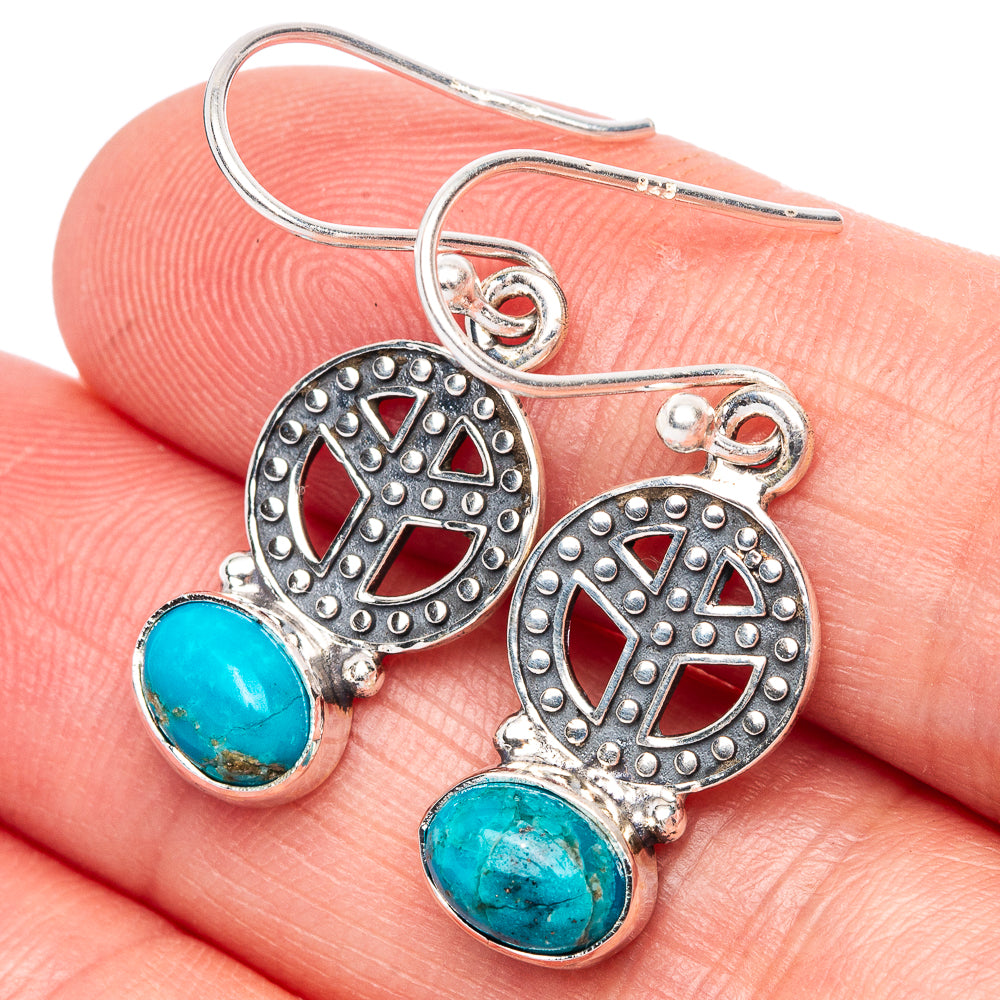 Chrysocolla Peace Earrings 1 1/4" (925 Sterling Silver) E1393